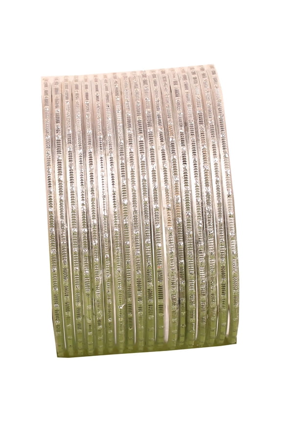 By Touchstone "Colorful 2 Dozen Bangle Collection" Indian Bollywood Alloy Metal Textured Silver White Designer Jewelry Bangle Bracelets Set Of 24 In Antique Gold Tone For Women