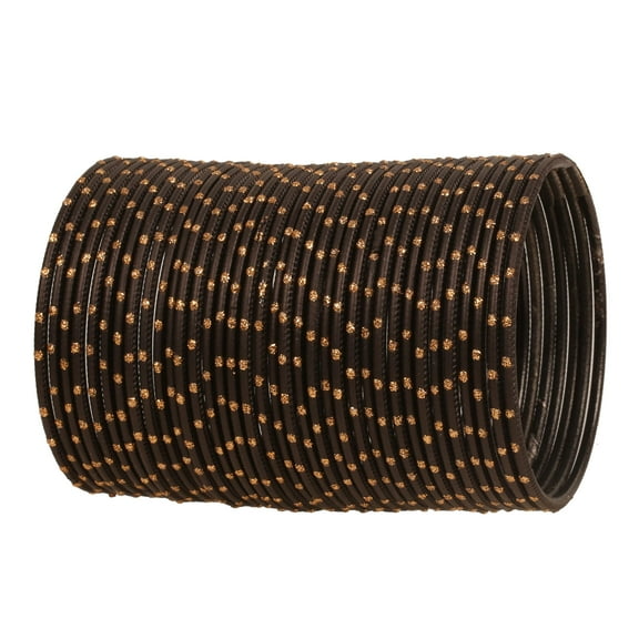 Sunsoul By Touchstone Colorful Bangle Collection Indian Bollywood Alloy Metal Black Golden Glaze Wrist Enhancing Designer Jewelry Bangle Bracelets. Set of 36 For Women.