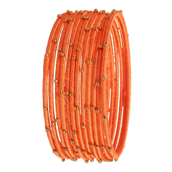 Sunsoul By Touchstone "Colorful Bangle Collection" Indian Bollywood Exclusive Golden Glaze Peach Designer Jewelry Special Large Size Bangle Bracelets. Set of 12 For Women.