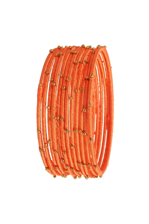 By Touchstone "Colorful Bangle Collection" Indian Bollywood Exclusive Golden Glaze Peach Designer Jewelry Special Size Bangle Bracelets. Set of 12 For Women.