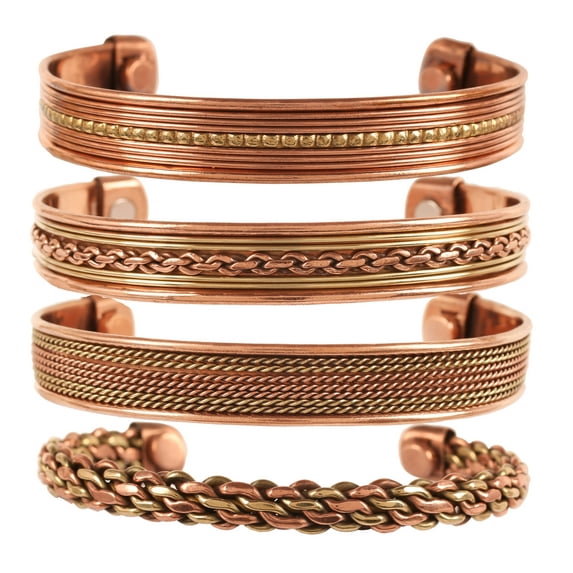 Sunsoul Handcrafted Magnet Healing Bracelet in Copper & Brass, 4 Piece