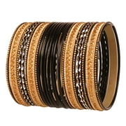 Sunsoul By Touchstone Indian Fashion Éclat Jet Black Golden Flakes 2dZ. Jewelry Bangle For Women.