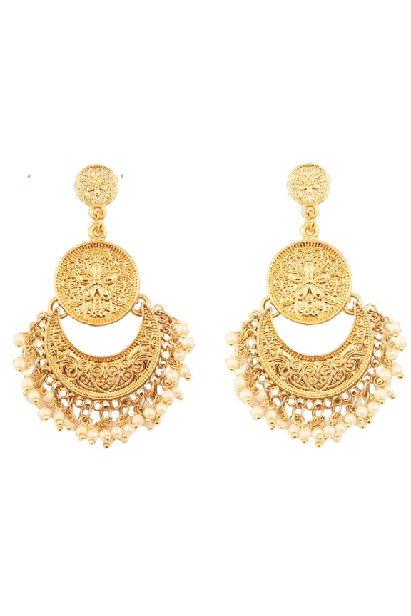 By Touchstone Indian Handcrafted Chaand Moon Jewelry Antique Gold Tone Earrings For Women.