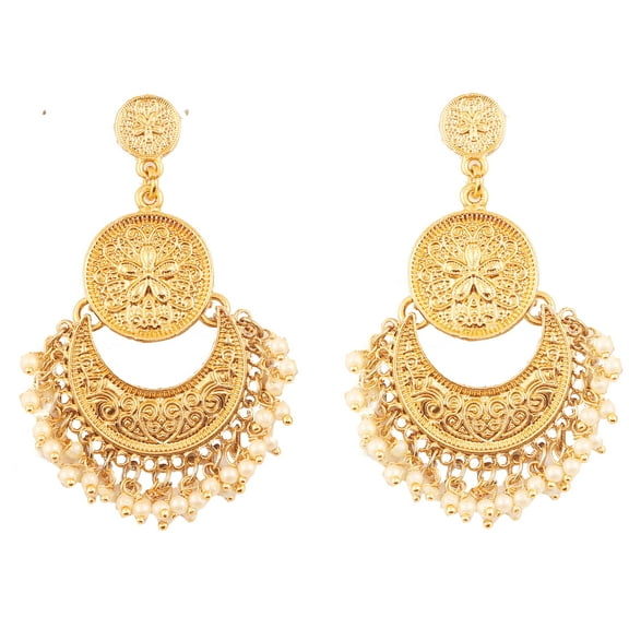Sunsoul By Touchstone Indian Handcrafted Chaand Moon Jewelry Antique Gold Tone Earrings For Women.