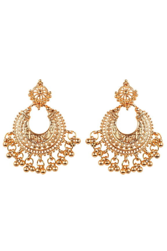 By Touchstone Indian Handcrafted Crescent Chandbaali Gold Tone Jewelry Earrings For Women.
