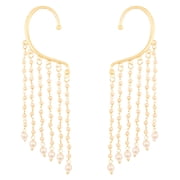 Sunsoul By Touchstone Indian Handcrafted Ear Shape Faux Pearls jewelry Gold Tone Earrings For Women.