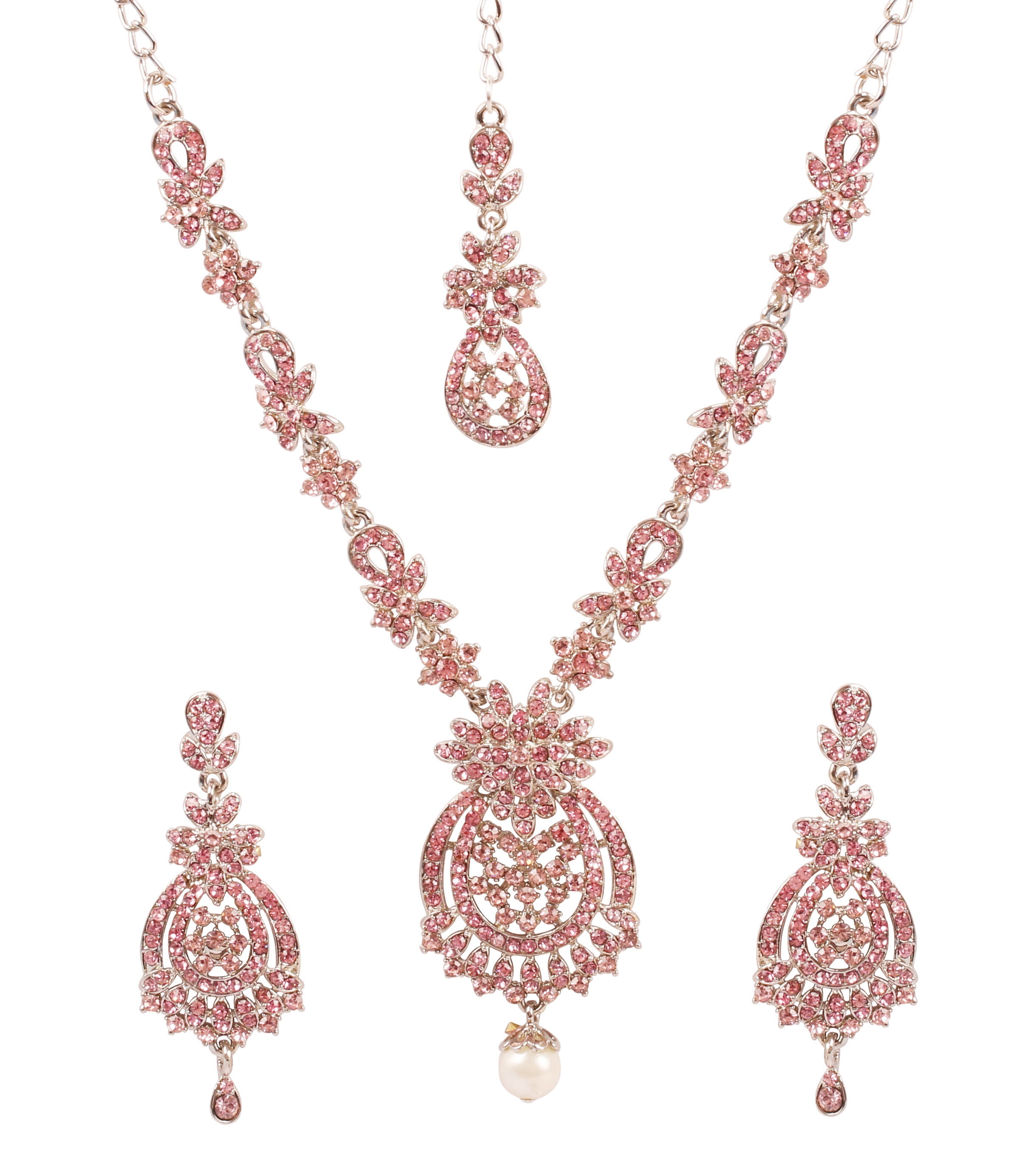 Sunsoul By Touchstone Indian Handcrafted Fuchsia Rhinestone Gold Tone Jewelry Necklace For Women.