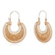 Sunsoul By Touchstone Indian Handcrafted Mesh Work Floral Moon Jewelry Gold Tone Earrings For Women.