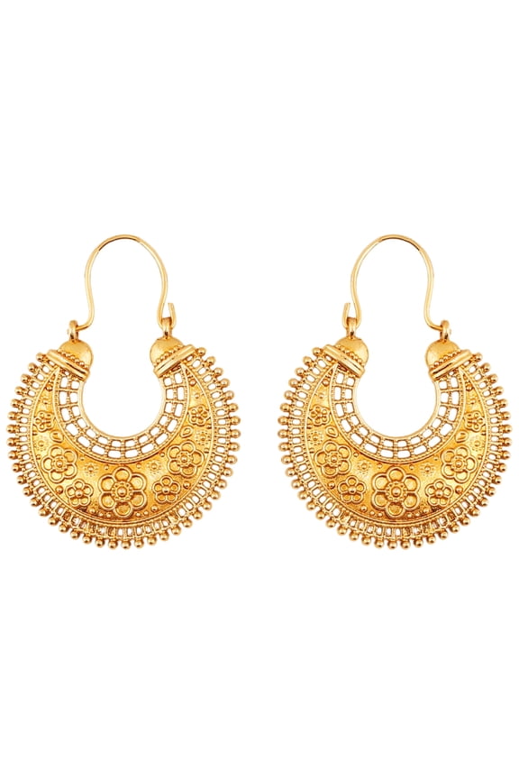 By Touchstone Indian Handcrafted Mesh Work Floral Moon Jewelry Gold Tone Earrings For Women.