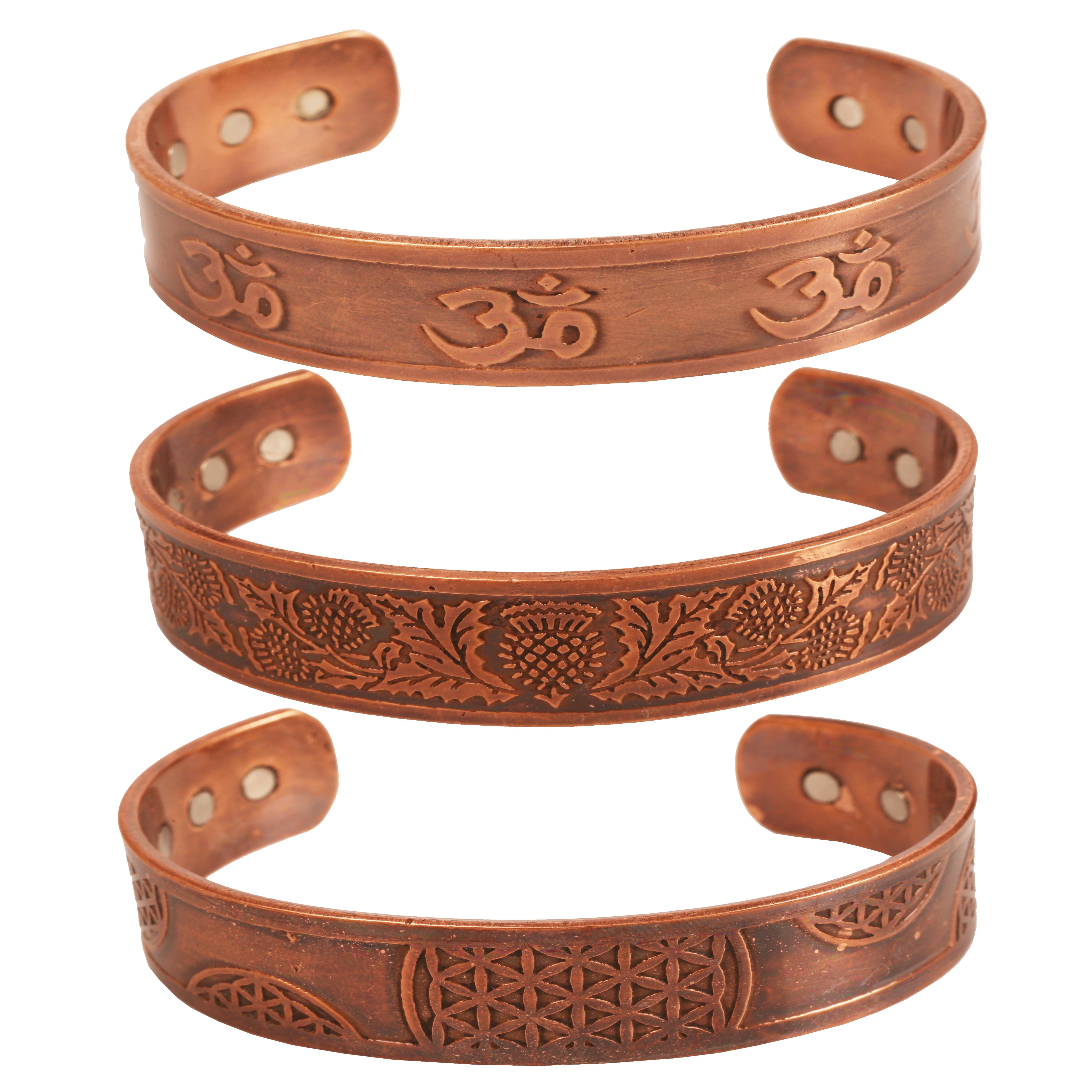 Sunsoul By Touchstone Indian Handcrafted Om Celtic Pattern Copper Jewelry 3 Bracelets In For All.