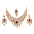 thumbnail image 1 of Sunsoul By Touchstone Indian Handcrafted Red White Rhinestone Gold Tone Jewelry Necklace For Women., 1 of 7