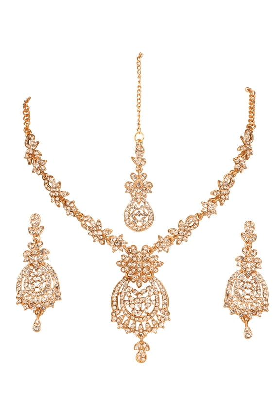 By Touchstone Indian Handcrafted Rhinestones Faux Pearls Gold Tone Jewelry Necklace For Women