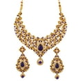 thumbnail image 1 of Sunsoul By Touchstone Indian Handcrafted White Blue Rhinestone Gold Tone Jewelry Necklace For Women., 1 of 7