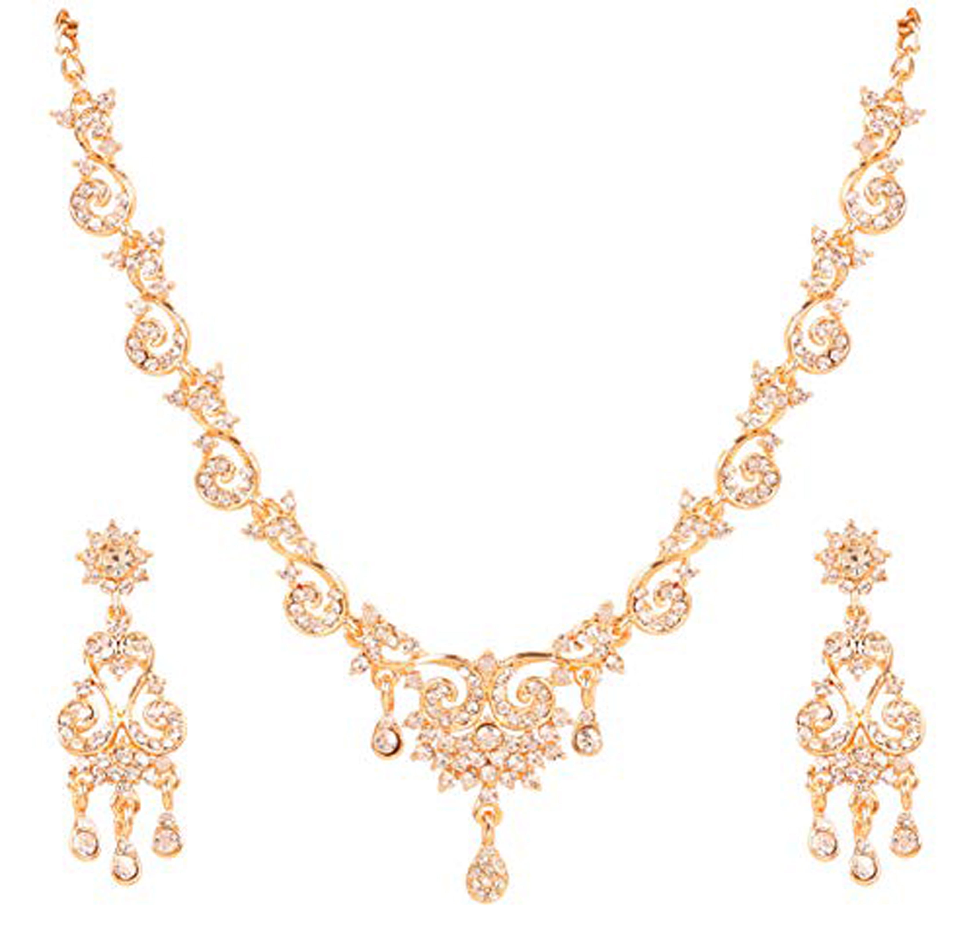 Sunsoul By Touchstone Indian Handcrafted White Rhinestone old Tone Jewelry Necklace Set For Women.