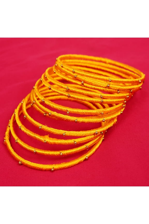By Touchstone "Silk Thread Bangle Collection" Indian Bollywood Handcrafted Faux Silk Thread Exotic Look Handcrafted Golden Beads Turquoise Blue Designer Bangle Bracelets Set of 12 For Women.