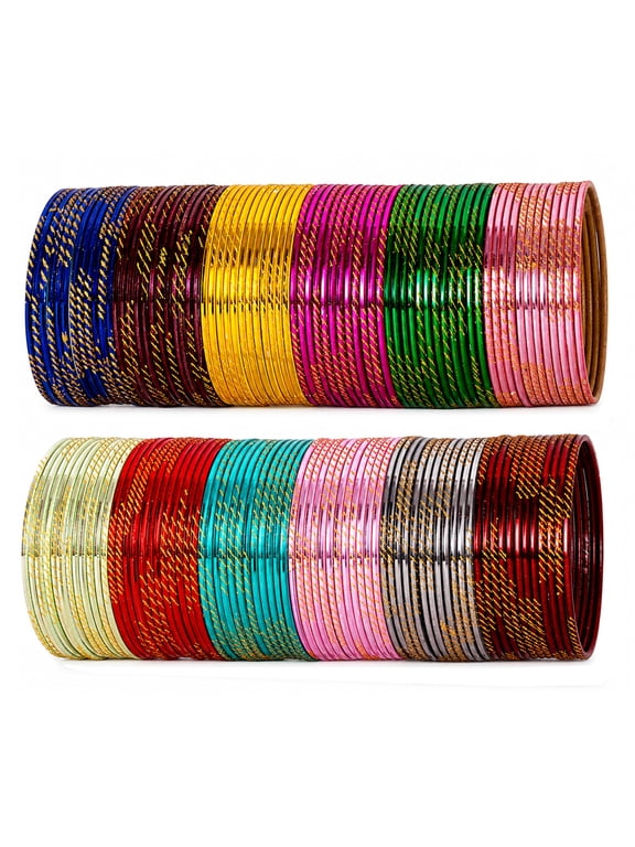 Colorful Bangle Set of 144, Alloy Metal 25 Inches