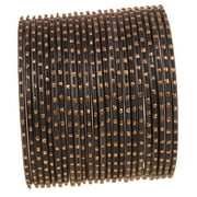 Sunsoul by Touchstone "Colorful 2 Dozen Bangle Collection" Indian Bollywood Textured Blasting Blue Designer Jewelry Special Large Size Bangle Bracelets Set Of 24 In Antique Gold Tone For Women