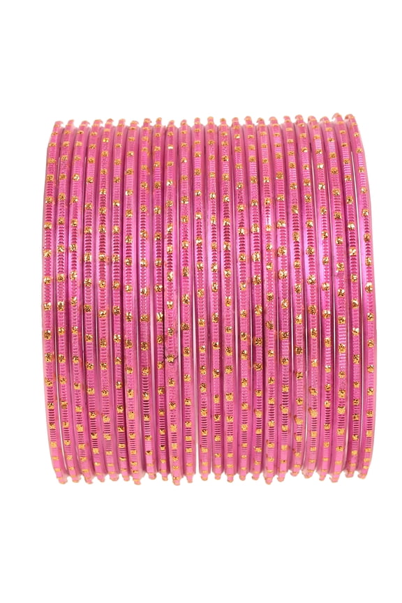 by Touchstone "Colorful 2 Dozen Bangle Collection" Indian Bollywood Textured Silky Magenta Designer Jewelry Special Large Size Bangle Bracelets Set Of 24 In Antique Gold Tone For Women