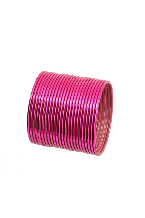 by Touchstone "Colorful Bangle Collection" Attractive Flaunting Fuchsia Textured Color Indian Bollywood Thin Designer Jewelry Metal Bangle Bracelets For Women. Set Of 24.