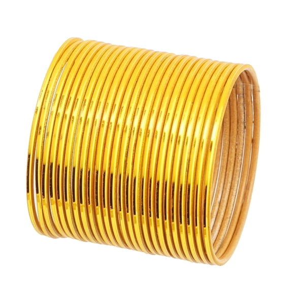 Sunsoul by Touchstone "Colorful Bangle Collection" Attractive Look Mustard Yellow Textured Color Indian Bollywood Thin Designer Jewelry Metal Bangle Bracelets For Women. Set Of 24.