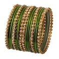 thumbnail image 1 of Sunsoul Henna Green Alloy Bracelets, Antique Gold Tone, Set of 18, Diameter 2.38 Inches, 1 of 5