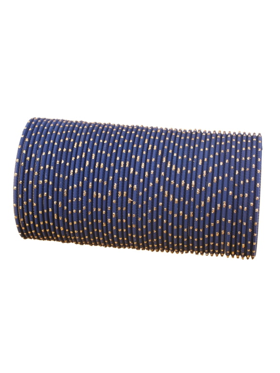 by Touchstone "Colorful Bangle Collection" Indian Bollywood Alloy Metal Charming Look Blue Color Golden Glaze Wrist Enhancing Designer Jewelry Bangle Bracelets. Set of 48 For Women.