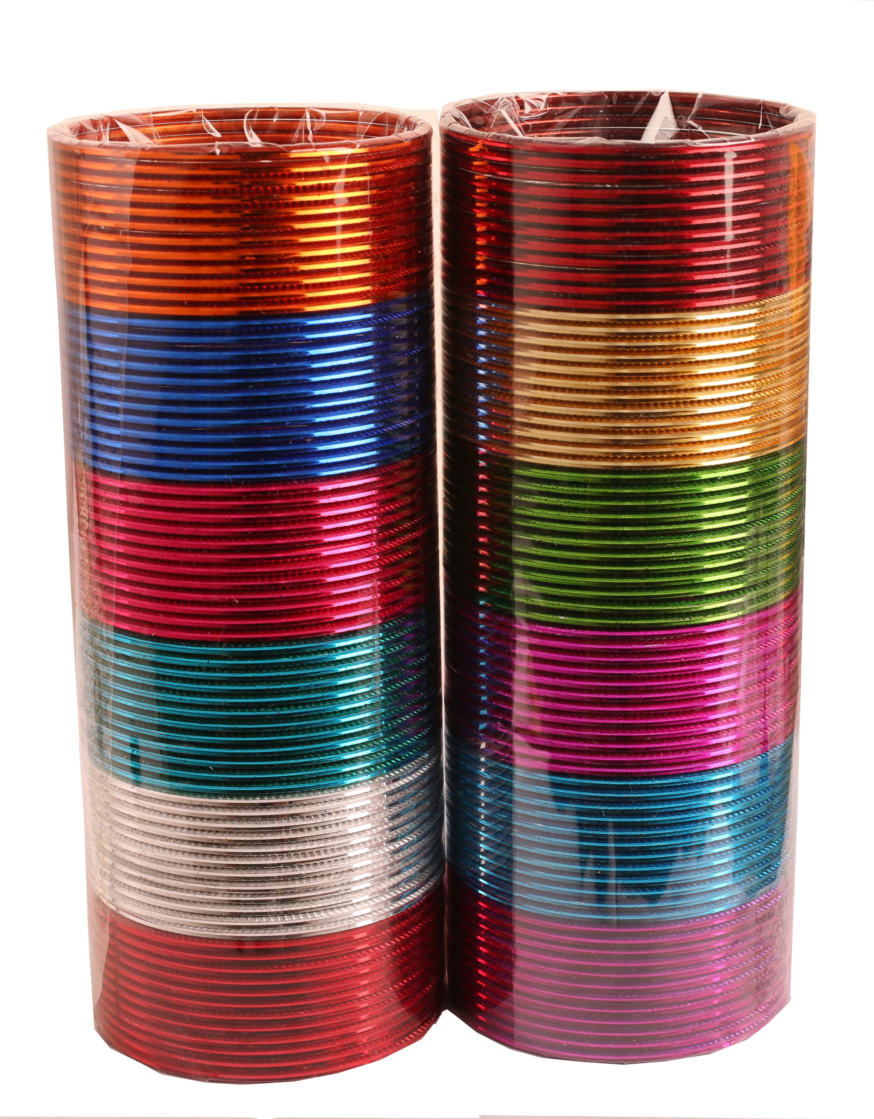 Touchstone Colorful Bangle Set – 24 Gold-Tone Indian Bollywood Bracelets, Textured Designer Jewelry For Women, Gift Ready