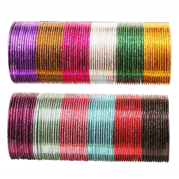 Sunsoul Colorful Bangle, Alloy Metal, 12 Glittering Colors, Set of 144