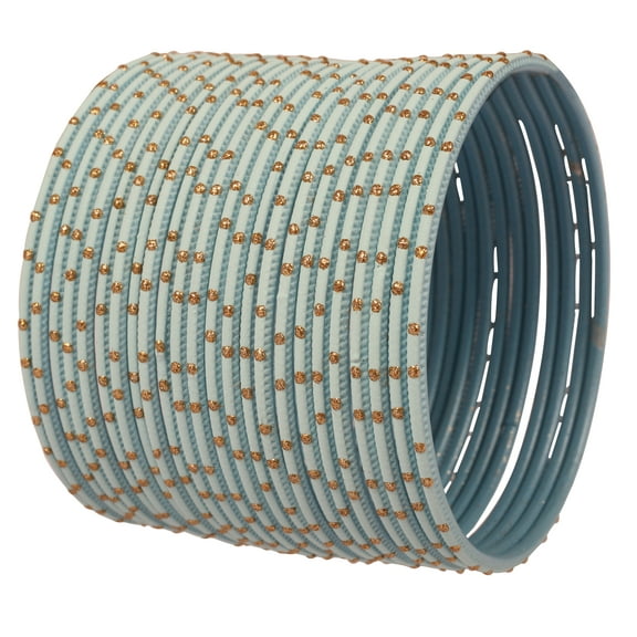 Sunsoul by Touchstone "Colorful Bangle Collection" Indian Bollywood Exclusive Golden Glaze Arctit Blue Color Designer Jewelry Special Large Size Bangle Bracelets. Set of 24 For Women.