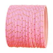Sunsoul by Touchstone "Colorful Bangle Collection" Indian Bollywood Exclusive Golden Glaze Pink Color Designer Jewelry Special Large Size Bangle Bracelets. Set of 24 For Women.