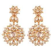 Sunsoul by Touchstone "Contemporary Kundan Collection" Indian Bollywood Mughal Inspired Kundan Polki Look Rhinestone Designer Jewelry Long Earrings Gold Tone For Women.