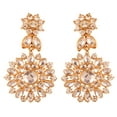 thumbnail image 1 of Sunsoul by Touchstone "Contemporary Kundan Collection" Indian Bollywood Mughal Inspired Kundan Polki Look Rhinestone Designer Jewelry Long Earrings Gold Tone For Women., 1 of 4