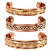 Sunsoul by Touchstone Copper magnetic bracelet Tibetan style. Hand forged with solid and high gauge pure copper Sun Yin Yang Braided Motifs. Set of 3 different designs in 3 metals.