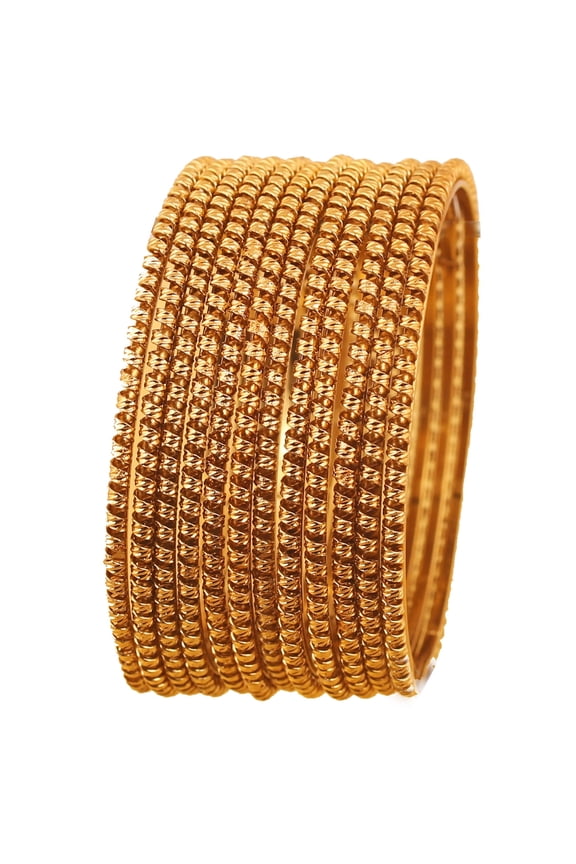 by Touchstone "Golden Bangle Collection" Indian Bollywood Beautiful Cut Work Designer Jewelry Bangle Bracelets. Set of 12. In Antique Gold Tone For Women.
