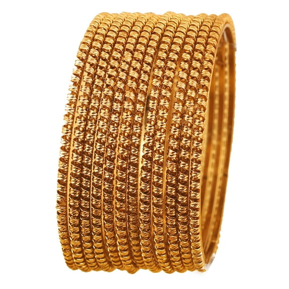 Sunsoul by Touchstone "Golden Bangle Collection" Indian Bollywood Beautiful Cut Work Designer Jewelry Bangle Bracelets. Set of 12. In Antique Gold Tone For Women.