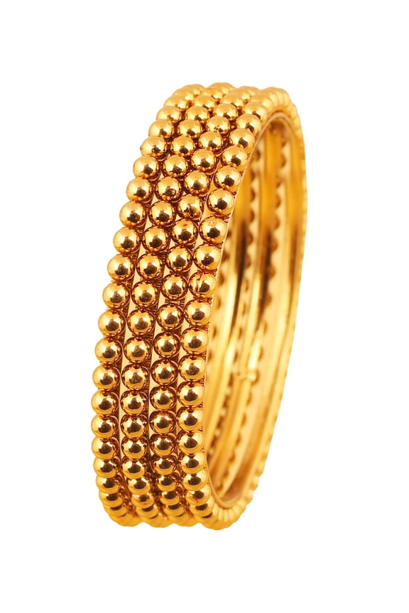 by Touchstone "Golden Bangle Collection" Indian Bollywood Beautifully Hammered Designer Jewelry Bangle Bracelets Set of 4. In Antique Gold Tone For Women.