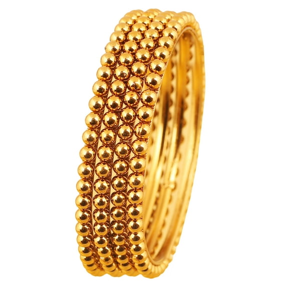 Sunsoul by Touchstone "Golden Bangle Collection" Indian Bollywood Beautifully Hammered Designer Jewelry Bangle Bracelets Set of 4. In Antique Gold Tone For Women.
