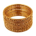 thumbnail image 1 of Sunsoul by Touchstone "Golden Bangle Collection" Indian Bollywood Ethnic Filigree Modern Twist Charming Look Thick Designer Jewelry Bangle Bracelets Set of 12 For Women In Antique Gold tone., 1 of 6