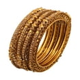 thumbnail image 1 of Sunsoul by Touchstone "Golden Bangle Collection" Indian Bollywood Ethnic Filigree Yellow Rhinestone Designer Jewelry Metal Bangle Bracelets In Antique Gold Tone For Women. Set Of 4., 1 of 5