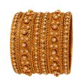 thumbnail image 1 of Sunsoul by Touchstone "Golden Bangle Collection" Indian Bollywood Stunning Look Whiter Rhinestone Charming Designer Jewelry Bangle Bracelets Set Of 6 In Antique Gold Tone For Women., 1 of 5