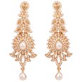 thumbnail image 1 of Sunsoul by Touchstone "Hollywood Glamour Oscar Collection " Indian Attractive Paisley Motif Filigree Pearl Designer Bridal Jewelry Long Chandelier Earrings In Antique Gold Tone For Women., 1 of 4