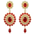 thumbnail image 1 of Sunsoul by Touchstone "Hollywood Glamour Oscar Collection " Indian Candy Red Faux Ruby And Faux Turquoise Dazzling Bridal Jewelry Chandelier Earrings For Women In Gold Tone., 1 of 3