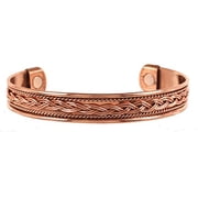 Sunsoul by Touchstone Copper magnetic bracelet Tibetan style. Hand forged with solid and high gauge pure copper. Elegant braid pattern.