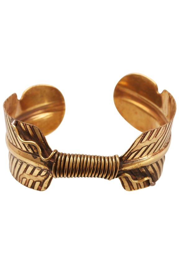 by Touchstone Indian Bollywood Brass Base Enchanting Artistic Hand Peeled Petals Awesome Look Light Weight 1 Inch Bracelet In Antique Gold Tone For Women.