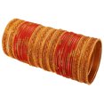 thumbnail image 1 of Sunsoul by Touchstone Indian Bollywood Glamorous Fashion Wrist Enhancing Shimmering Golden Glitters Textured Orange Color Designer Jewelry Bracelets Bangle Chura. Set Of 48 In Gold Tone For Women., 1 of 4