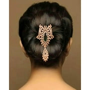 Sunsoul by Touchstone Indian Bollywood Impressive Style Fine Filigree Faux Emerald White Rhinestone Designer Bridal Jewelry Hair Accessory Jurapin In Gold Tone For Women.