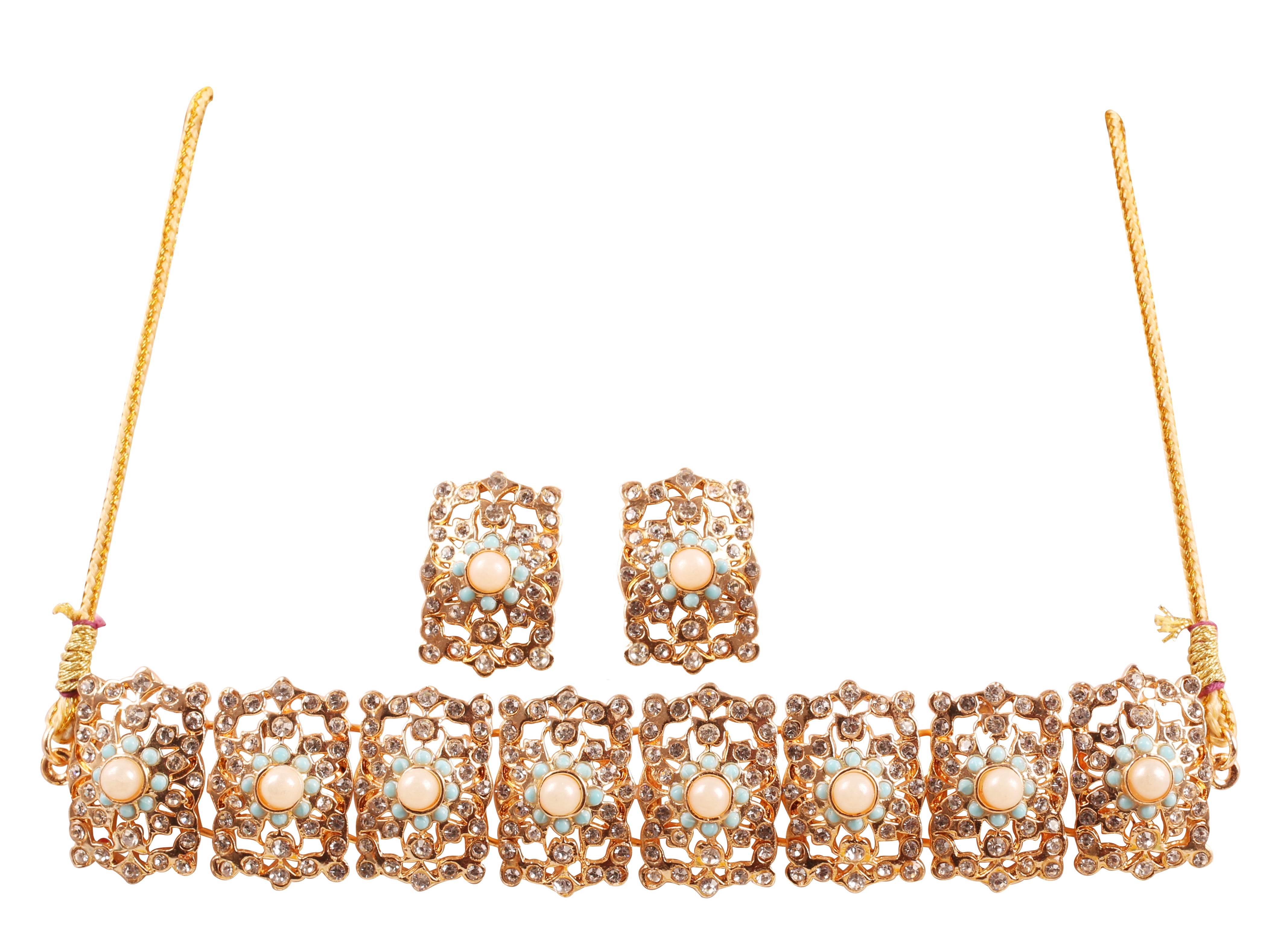Indian Traditional Kundan Necklace Set Ethnic Wedding Party Designer Jewelry - O