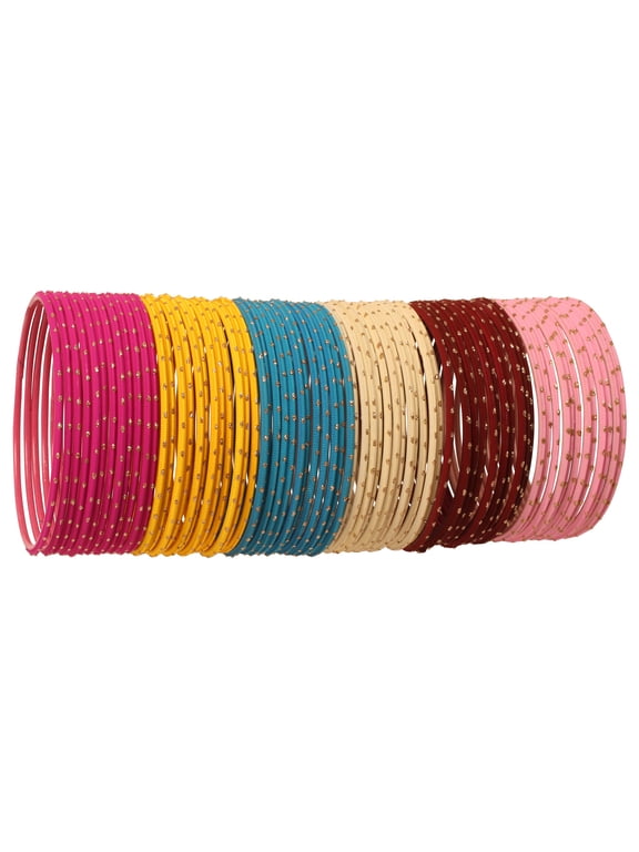 by Touchstone Indian Bollywood Traditional Perfect Fashion 6 Gorgeous Golden Shimmering Colors Wrist Designer Jewelry Bangle Bracelets For Women.