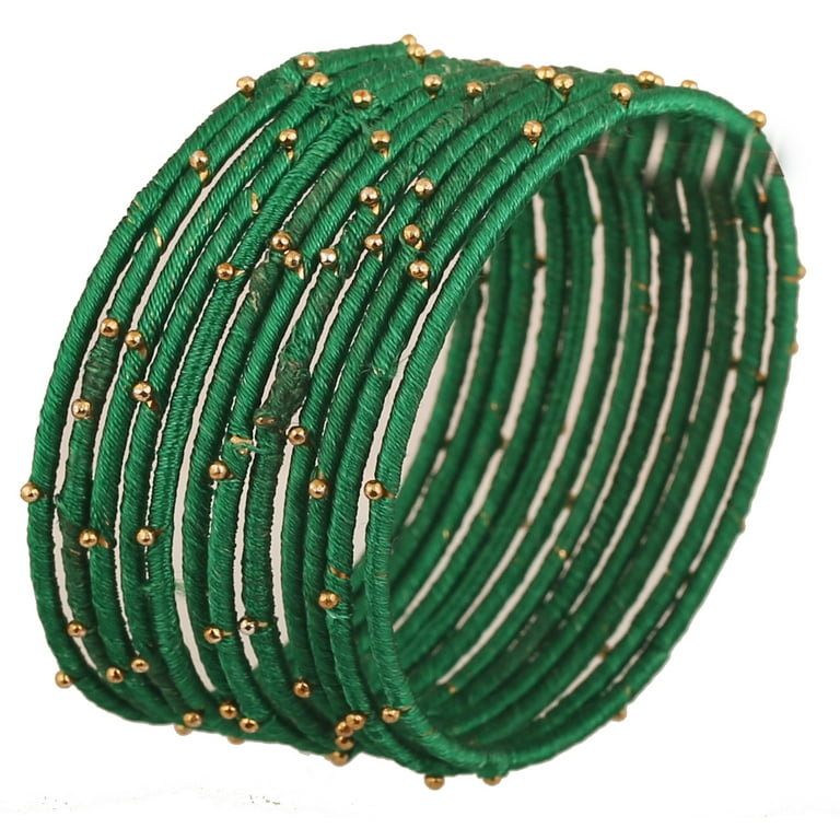 METAL BEAD BRACELET THIN GOLD GREEN METAL BEAD BRACELET THIN GOLD GREEN