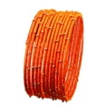 thumbnail image 1 of Sunsoul by Touchstone "Silk Thread Bangle Collection" Indian Bollywood Handcrafted Faux Silk Thread Exotic Look Golden Beads Carrot Orange Designer Bangle Bracelets Set of 12 For Women., 1 of 5